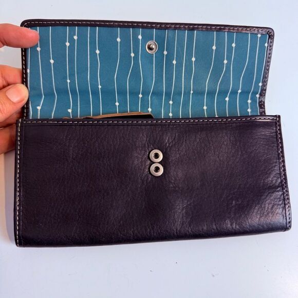 Vintage Fossil Black Leather Folio Wallet Y2K - Picture 10 of 10